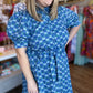 "Spring Meadows" Plus-Size Blue Floral Midi Dress