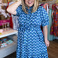 "Spring Meadows" Plus-Size Blue Floral Midi Dress