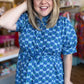 "Spring Meadows" Plus-Size Blue Floral Midi Dress