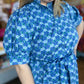 "Spring Meadows" Plus-Size Blue Floral Midi Dress