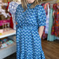 "Spring Meadows" Plus-Size Blue Floral Midi Dress
