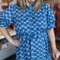 "Spring Meadows" Plus-Size Blue Floral Midi Dress
