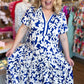 PRE-ORDER "Springtime in Savannah" Curvy Blue Floral Midi Dress