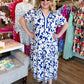 PRE-ORDER "Springtime in Savannah" Curvy Blue Floral Midi Dress