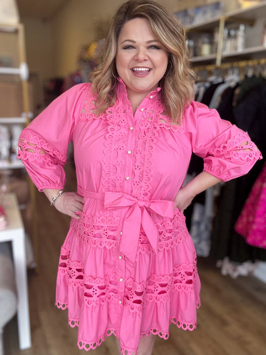 "Sugar, Spice & Everything Nice" Pink Lace Dress