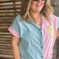 "Take Me Out to the Ballgame" Curvy Striped Button Up