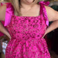 "Sass and Sparkle" Fuschia Jacquard Metallic Mini Dress