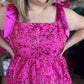 "Sass and Sparkle" Fuschia Jacquard Metallic Mini Dress