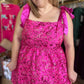 "Sass and Sparkle" Fuschia Jacquard Metallic Mini Dress
