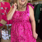 "Sass and Sparkle" Fuschia Jacquard Metallic Mini Dress