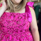 "Sass and Sparkle" Fuschia Jacquard Metallic Mini Dress