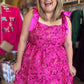 "Sass and Sparkle" Fuschia Jacquard Metallic Mini Dress