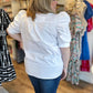 "White Like Snow" Plus-Size Puff Sleeve Button Blouse