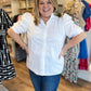 "White Like Snow" Plus-Size Puff Sleeve Button Blouse