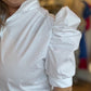 "White Like Snow" Plus-Size Puff Sleeve Button Blouse