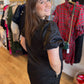 "Wrap Me Up" Black Jacquard Bow Dress