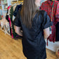 "Wrap Me Up" Black Jacquard Bow Dress
