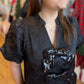 "Wrap Me Up" Black Jacquard Bow Dress