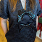 "Wrap Me Up" Black Jacquard Bow Dress