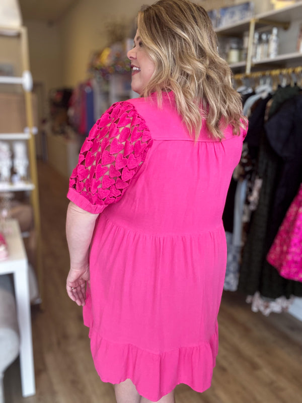 "You Look Good in Love" Curvy Pink Heart Dress - FINAL SALE