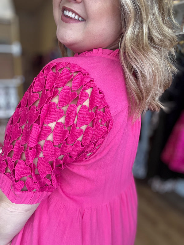 "You Look Good in Love" Curvy Pink Heart Dress - FINAL SALE