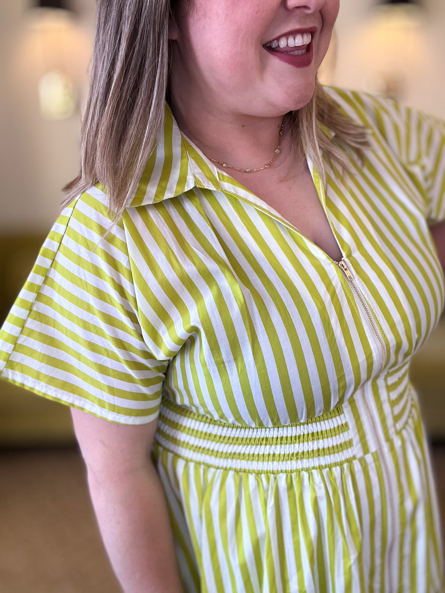La Vida Loca Lime Stripe Midi Dress