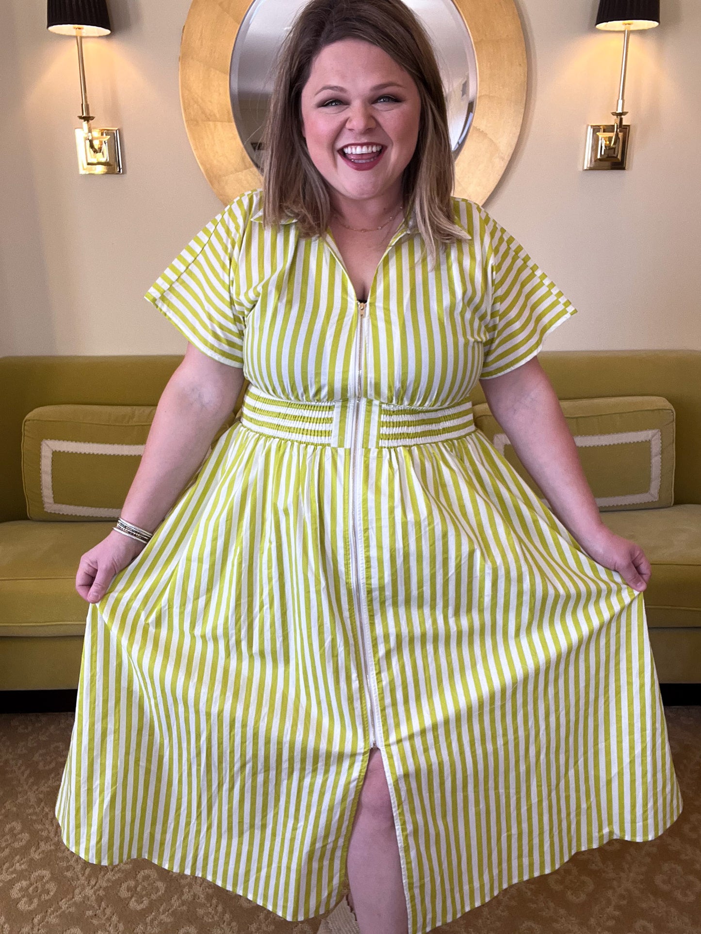 La Vida Loca Lime Stripe Midi Dress