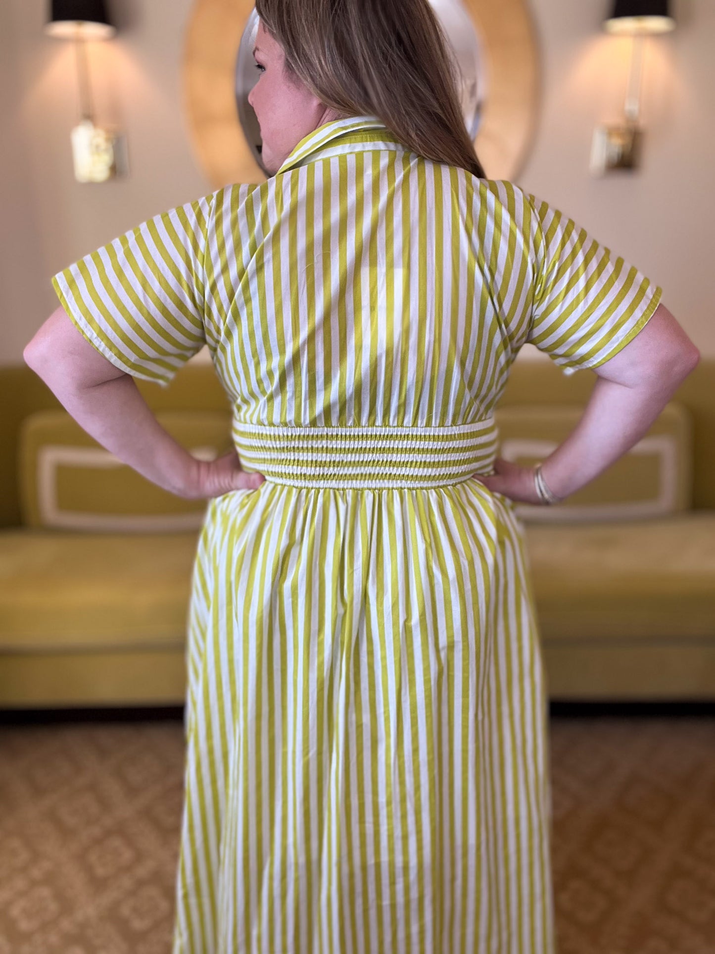 La Vida Loca Lime Stripe Midi Dress