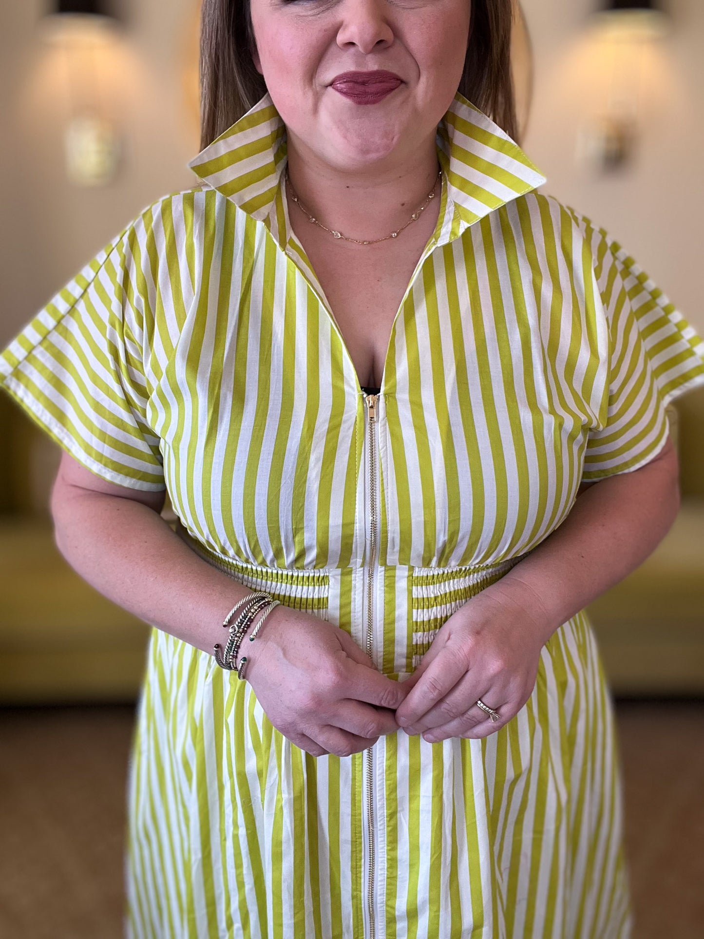 La Vida Loca Lime Stripe Midi Dress