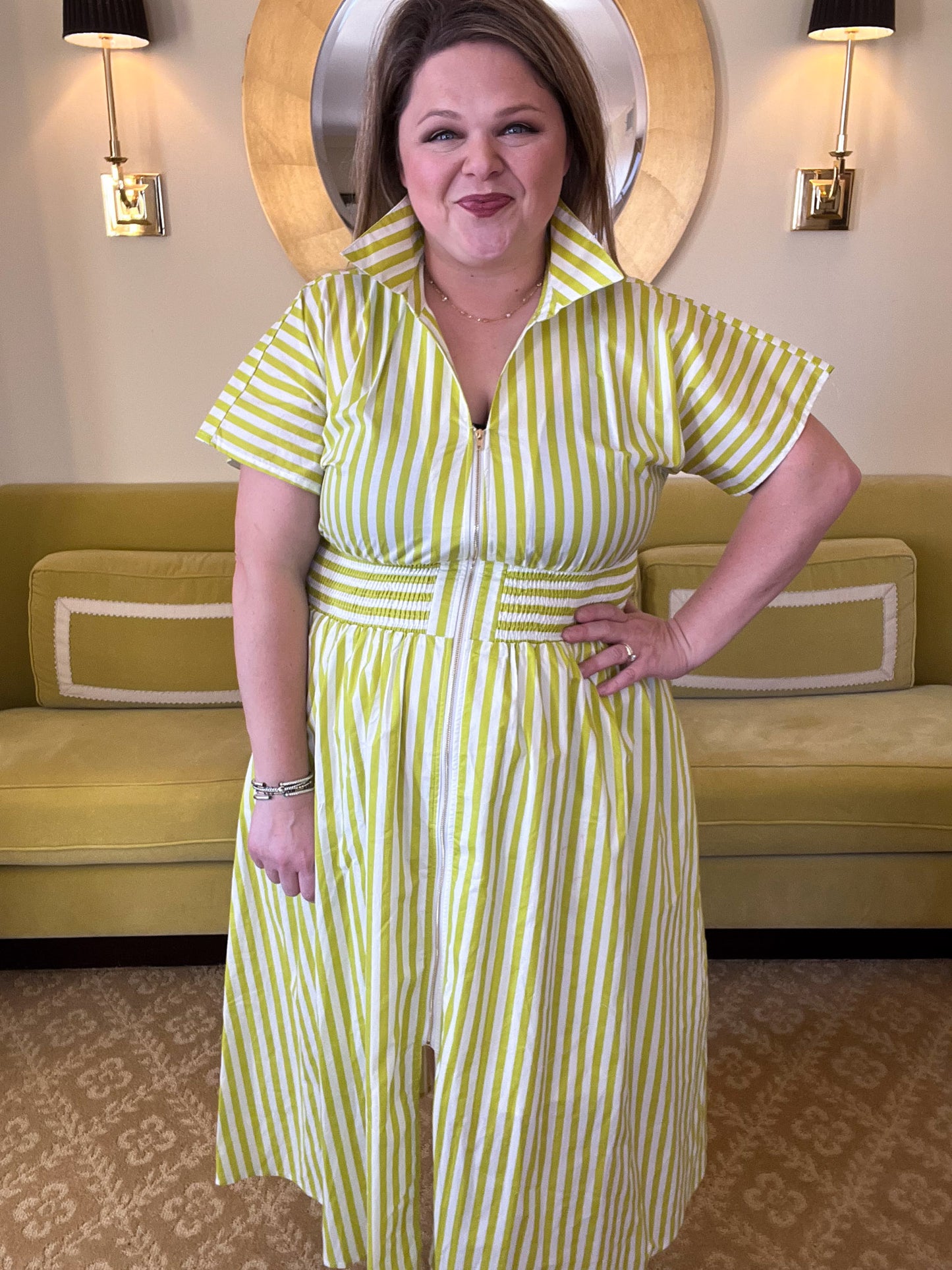 La Vida Loca Lime Stripe Midi Dress