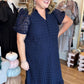 Lady of the Night Curvy Navy Midi Dress