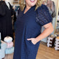 Lady of the Night Curvy Navy Midi Dress