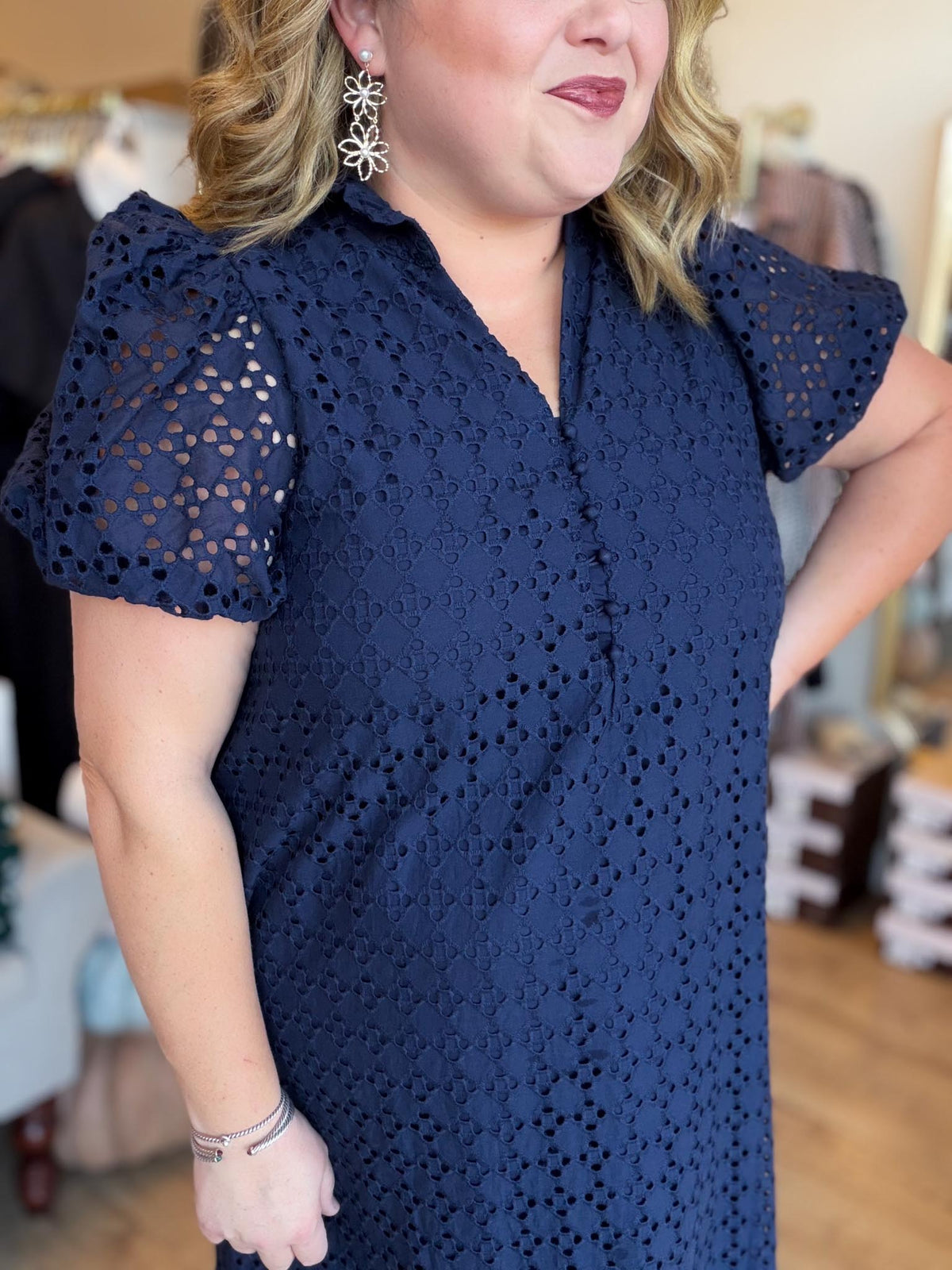Lady of the Night Curvy Navy Midi Dress