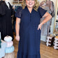 Lady of the Night Curvy Navy Midi Dress