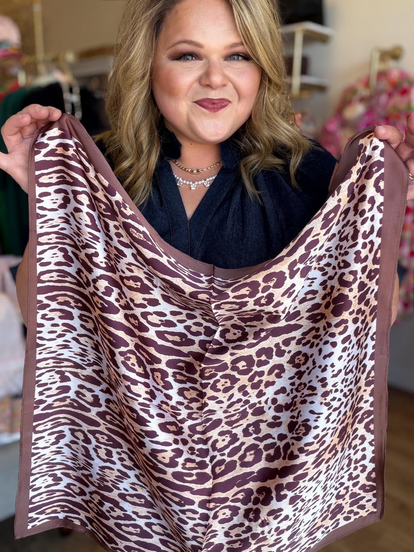 Leopard Print Silky Satin Scarf