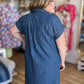 Liberty Belle Curvy Pinstripe Denim Midi Dress