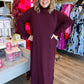 Like a Fine Wine Curvy Burgundy Long Sleeve Midi Dress