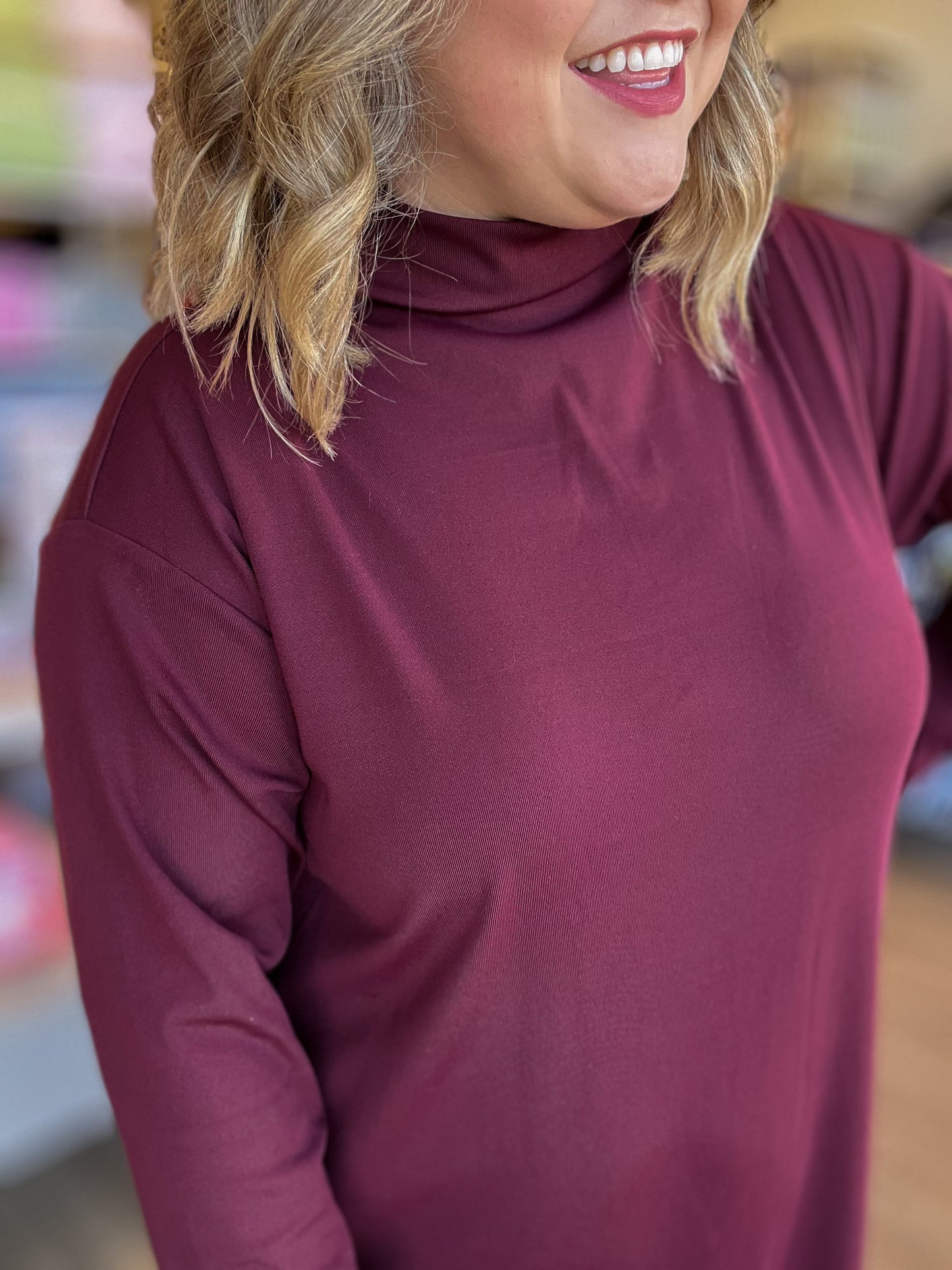 Like a Fine Wine Curvy Burgundy Long Sleeve Midi Dress