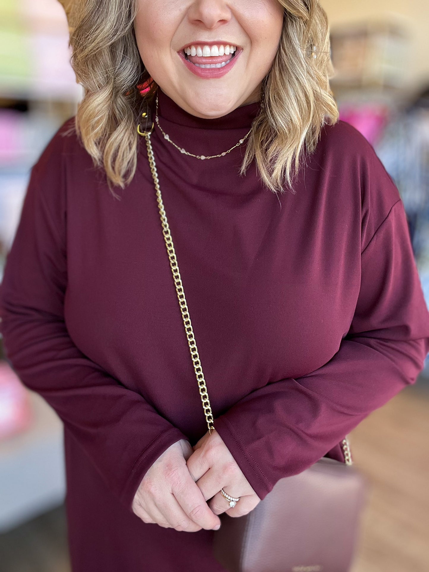 Like a Fine Wine Curvy Burgundy Long Sleeve Midi Dress