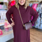Like a Fine Wine Curvy Burgundy Long Sleeve Midi Dress