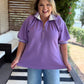 Lilac Luxe Curvy Ribbed Collar Zip Top