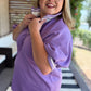 Lilac Luxe Curvy Ribbed Collar Zip Top