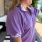 Lilac Luxe Curvy Ribbed Collar Zip Top