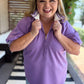 Lilac Luxe Curvy Ribbed Collar Zip Top