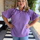 Lilac Luxe Curvy Ribbed Collar Zip Top