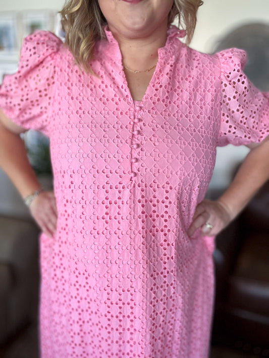 Lillies & Lace Curvy Pink Midi Dress