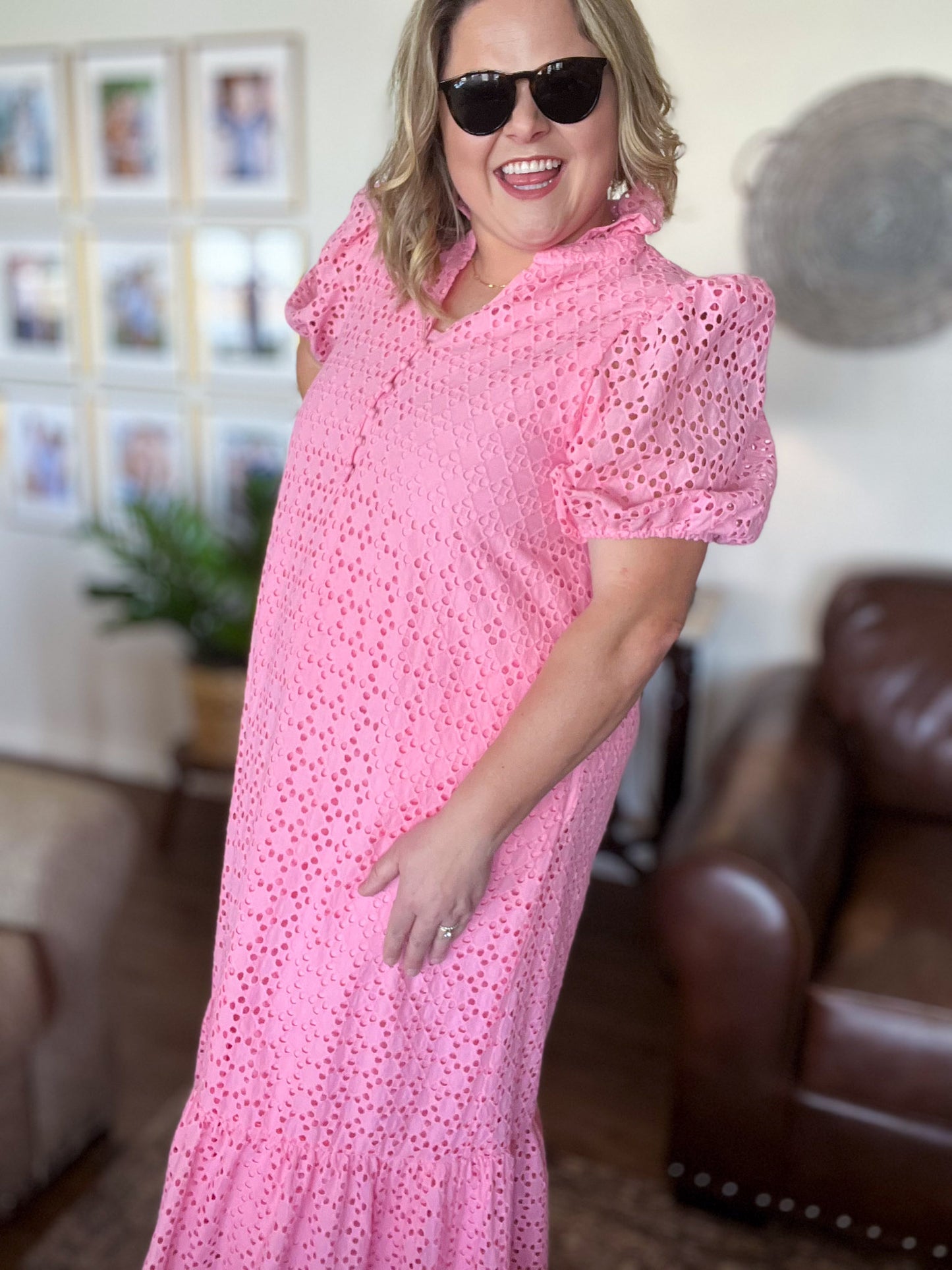 Lillies & Lace Curvy Pink Midi Dress