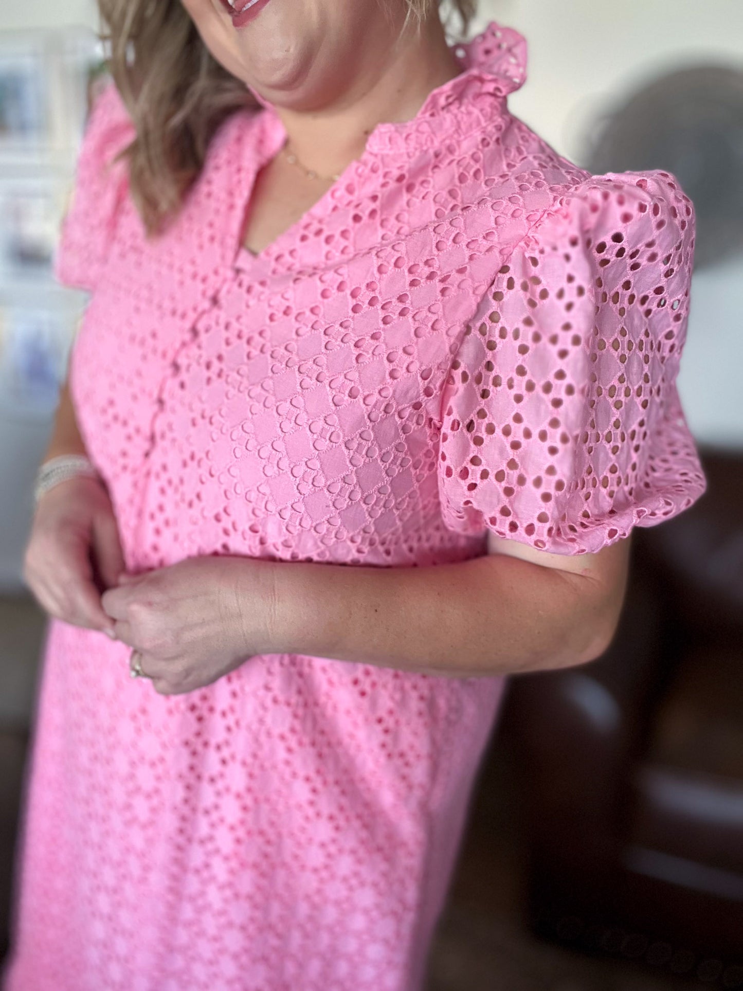 Lillies & Lace Curvy Pink Midi Dress