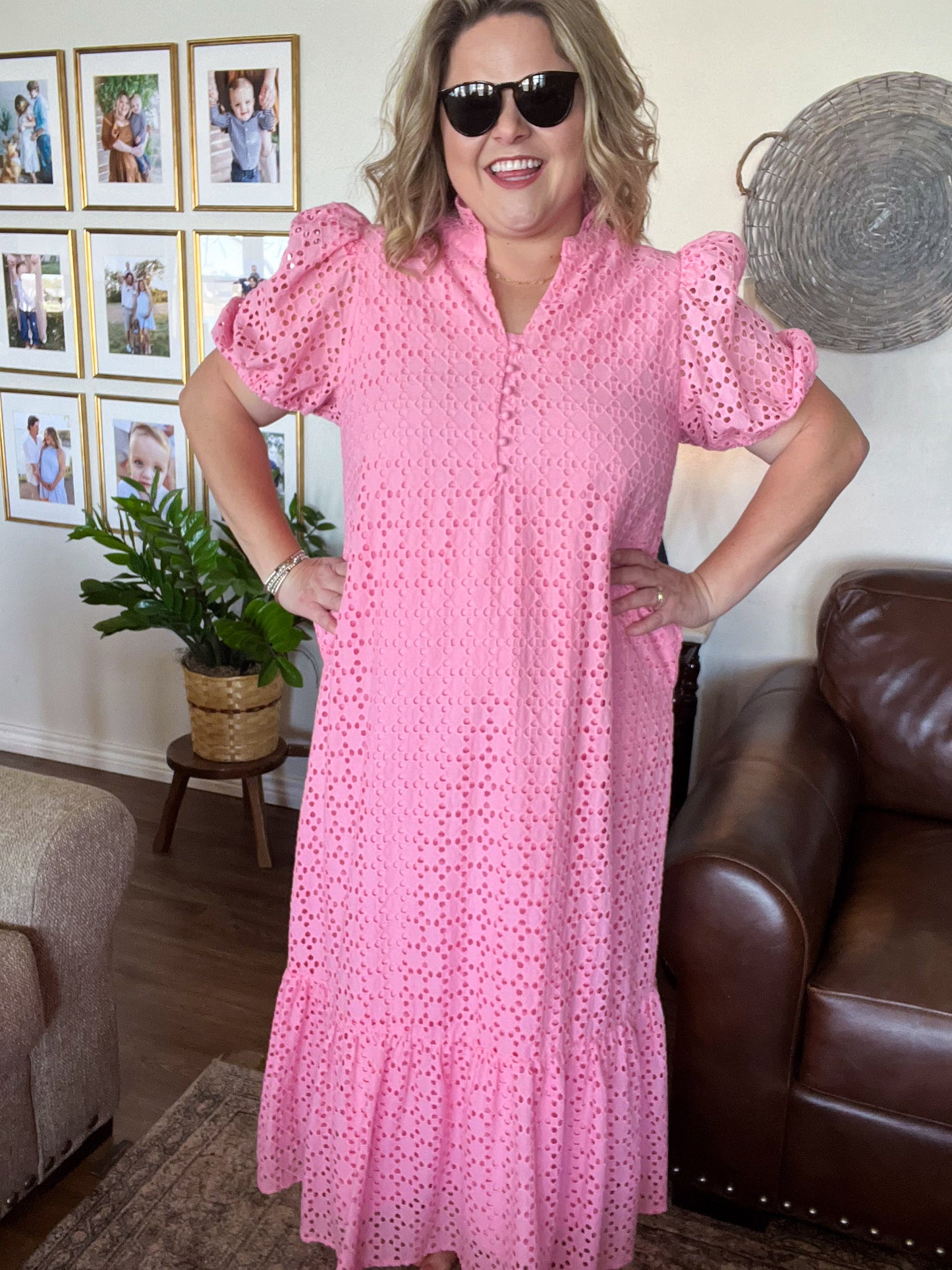 Lillies & Lace Curvy Pink Midi Dress