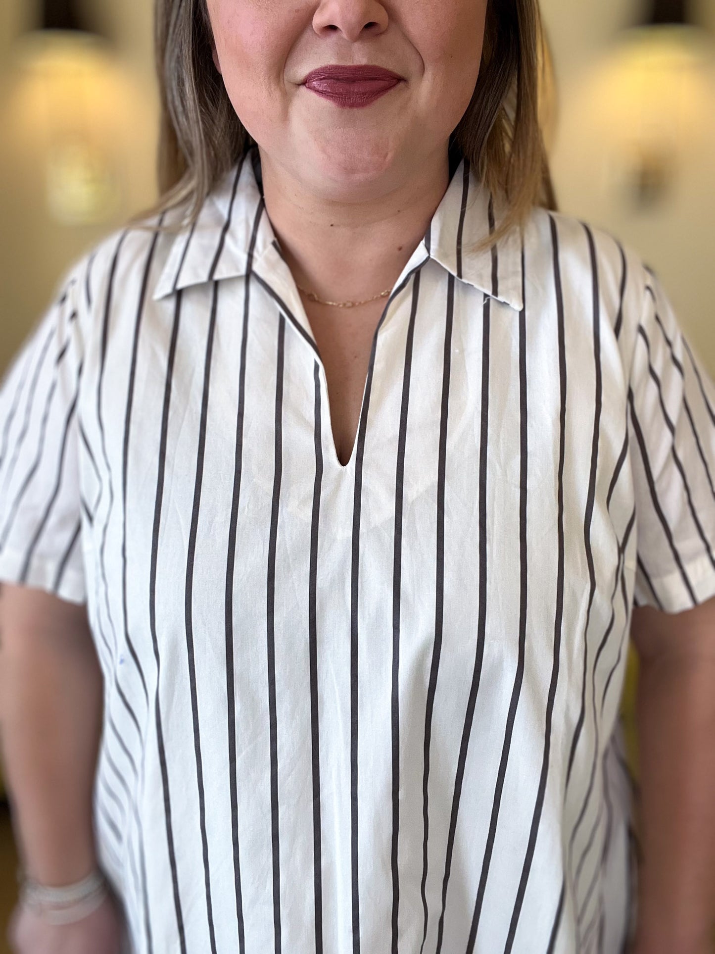 Linen Breeze Plus-Size White Collared Mini Dress